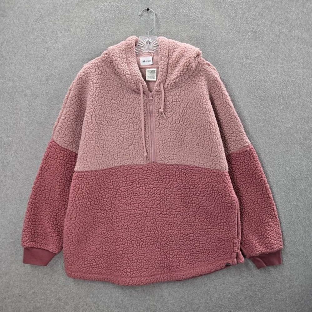 PINK Victoria's Secret Women Hoodie L Colorblock Sherpa 1/2 Zip Pullover
